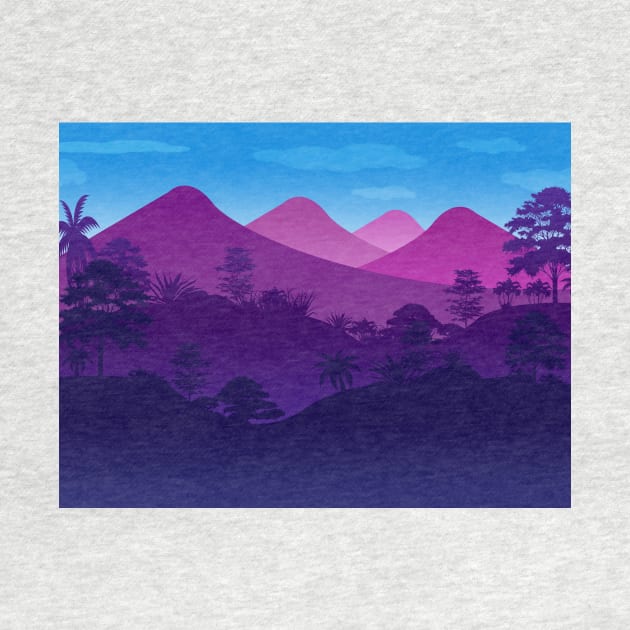 Forest Mountain Silhouette Blue purple by SNstore